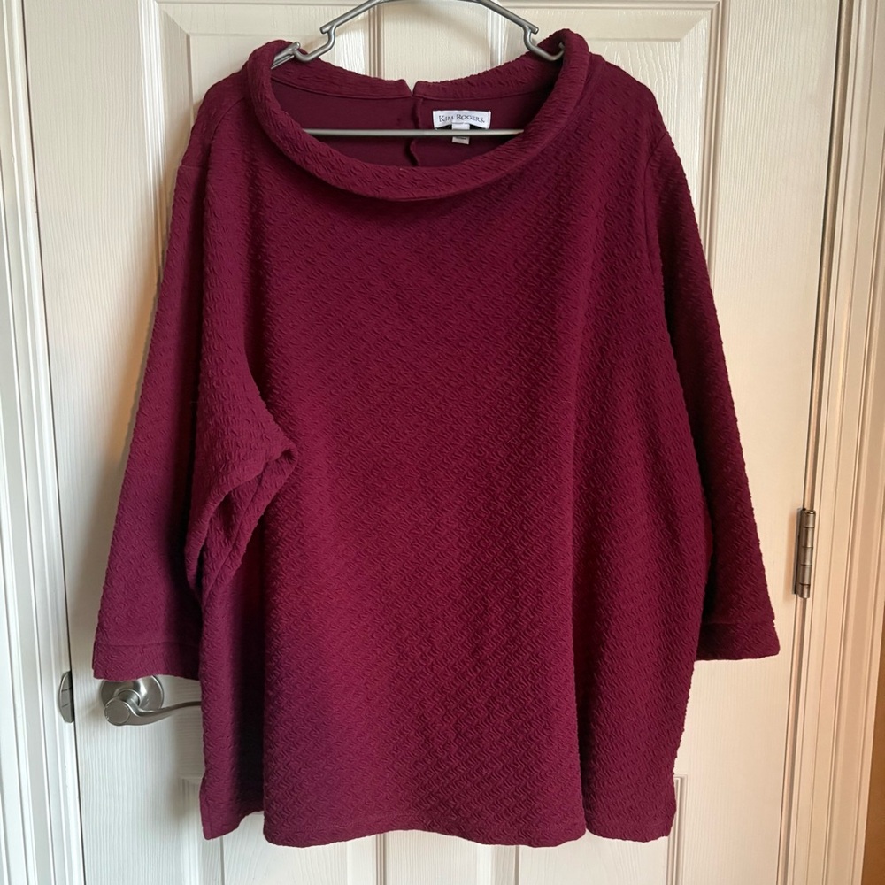 KIM ROGERS Textured Burgundy Top